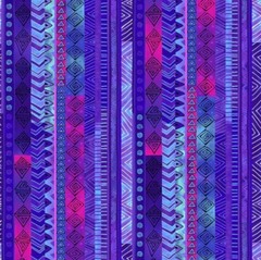 BOLT END 30 INCHES Laurel Burch Basic Purple Stripes Cotton Quilt Fabric