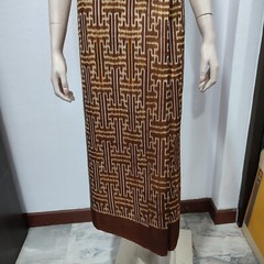 Thai Antique Silk Fabric Dark Brown Beige Hand Woven100% (For Crafting)