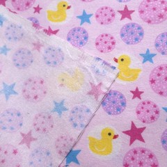 Yellow Rubber Ducks and Stars Pink Flannel Fabric 45″ By The Yard
