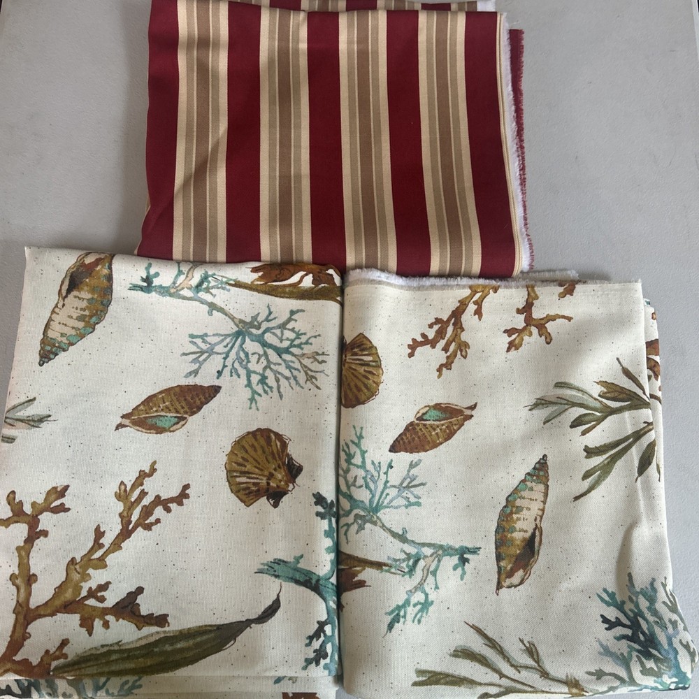 Waverly Inspirations “Coastal” and “Broad Stripes”Upholstery Fabric 3X two yards