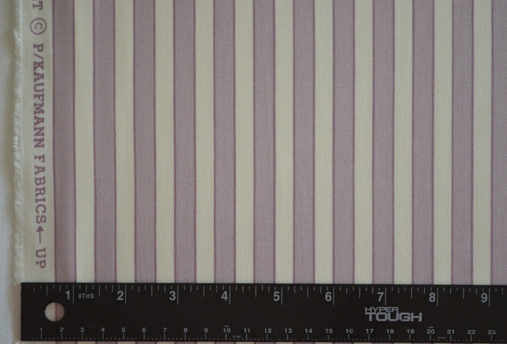 20+ YDS AVAIL / P. KAUFMANN/ LILAC and WHITE STRIPE / MED WEIGHT / 100% COTTON /