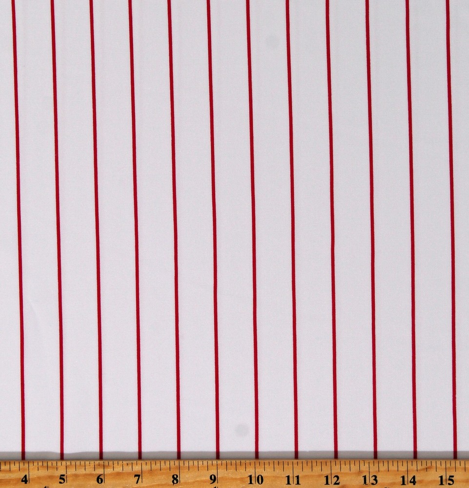Pinstripe Red on White Jersey Baseball Double Knit Fabric by the Yard D331.24