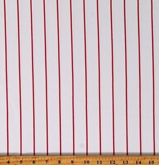 Pinstripe Red on White Jersey Baseball Double Knit Fabric by the Yard D331.24