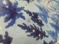 Cranston Print Works Cotton Fabric Blue,White Winter Forest Design 45″W/BTY