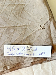 VTG Taupe/Tan Polyester Embossed Geometric Design Fabric Remnant 2.38Yd x 45″