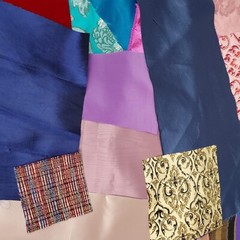 Crazy Quilt Fabric Scrap Lot 13 Ounces Satin Velvet Brocade