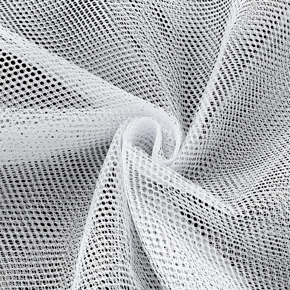 63 x 59 Inch White Mesh Fabric, Slightly Stretch Fabric Cuttable