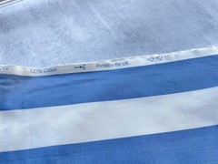 Laura Ashley Vintage Fabric: Cirque Stripe in Chambray Blue & White, 3 Remnants