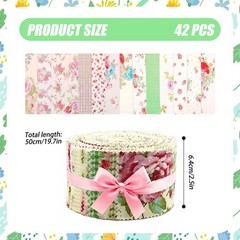 2.56×20 Inch Jelly Roll Floral Assorted Bundles Precut Fabric Strips 42 PCS