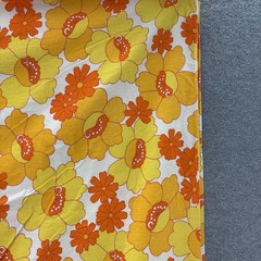 VTG 60s 70s Flower Power Fabric Yellow Orange Floral 2.5 Yards MOD Duvet Cover