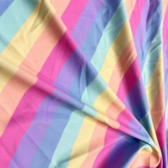 Multicolor Pastel Stripes Print 4-way Stretch Fabric wide Swimsuit By Yard