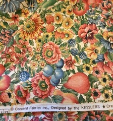 Concord Fabric The Kesslers HTF Fruit & Flowers VTG Cotton Fabric 2.75 Yrds X 46