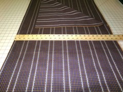 Checks & Lace Striped Fabric BLEND. Small hole in selvage. 4 yards x 45. A26-85