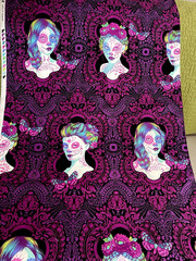 1 Yard Tula Pink De La Luna Magenta ZOMBIE CAMEO Lady Cotton Quilt Fabric OOP