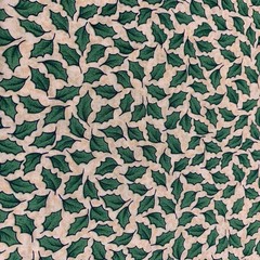 Vtg Possibilities Green Holly Leaf Fabric By Smith & Milligan Henry Glass 1+ Yds