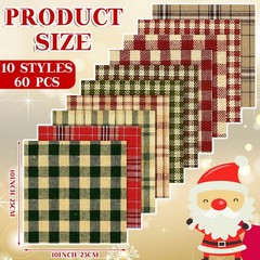 60 Pcs 10 x 10 Inch Vintage Plaid Quilting Fabric Squares Homespun Gingham Fabri