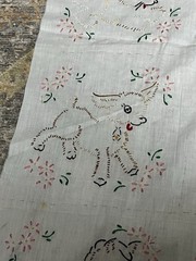 Hand Embroidered Panels 10 6″x8″ Chick Duck Cat Rabbit Dog Etc