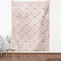 East Fabric by the Yard, Japanese Flowering Cherry Blossom Symbolic Coming of Sp