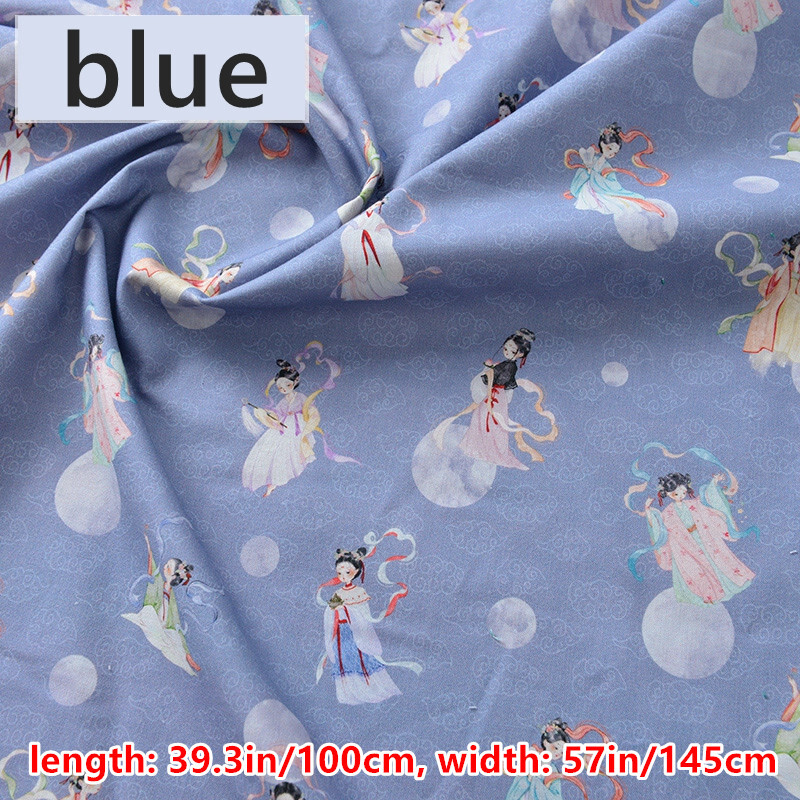 Cotton Fabric Cloth Chinese Fairy Printed Hanfu Clothing Bedding DIY Crafts