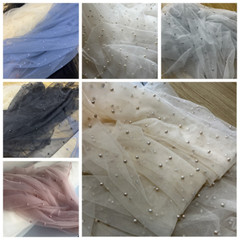 DIY Princess Dress Beaded Mesh Lace Fabric Evening Wedding Dress Sheer Curtain