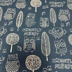 Owl Fabric Blue/White “Nightly Forest” Rudia Collection Ltd. Korea 44” x 36”