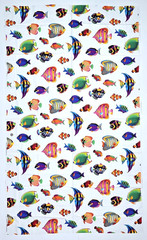 VTG VIP Cranston Tropical Aquarium Fish Bright On White Cotton Fabric 2 YD x 45″
