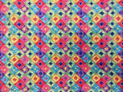 2+ Yds x 42 In Fabric Quilting Cotton Colorful Squares Rainbow Contrast 232