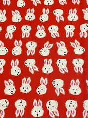 Ruby Star Society FABRIC Hello Alice Rabbit Red Fat Eighth 9×21