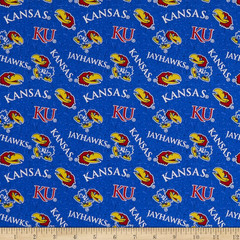 NCAA Kansas Tone on Tone Cotton Multi, Fabric by the Yard