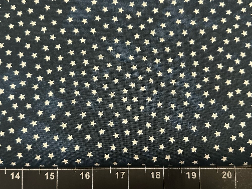 Tina Scrap 9″x21″ Patriotic Tiny Star Freedom Navy Flag Sky Blue FABRIC COTTON