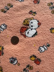 Vintage Kawaii Cat Flannel Fabric Peach Novelty Print 38 x 34 Quilt Sewing Craft