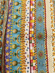 Cheerful Brightly Multicolored Novelty Stripe Stars Florals Checks 38″X23″