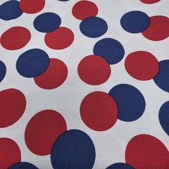 Vintage Retro Mid Century Modern Fabric Red Blue Polka Dot 45” Wide Atomic
