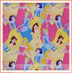 BonEful Fabric FQ Cotton Quilt Disney PRINCESS Girl Cinderella Belle Snow White