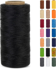 0.8mm Waxed Thread for Leather Sewing, 284 Yards, 150D x 260m, Black