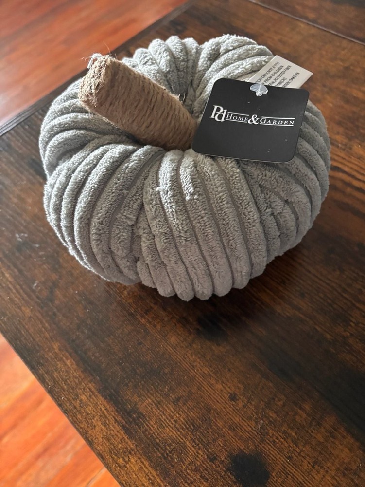 Pd Home & Garden Grey Corduroy Fabric Decorative Pumpkin 8 available-price for o