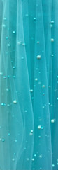 AQUA Pearls Tulle Beads 52″ Wide Bridal Veil Tulle fabric