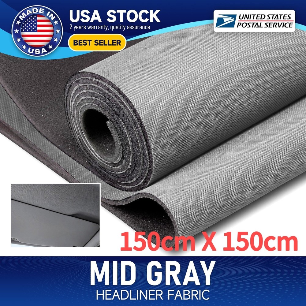 3MM Gray Automotive flat knit Headliner Fabric with Foam Backing Car 60″ Wide