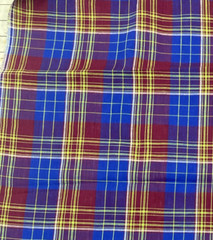 Vintage Cotton Blend Fabric Blue Burgundy Purple Yellow Plaid BT Half Y #11