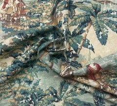 COVINGTON BOSPORUS 299 ENGLISH GREEN RENAISSANCE TOILE LINEN FABRIC BY YARD 54″W