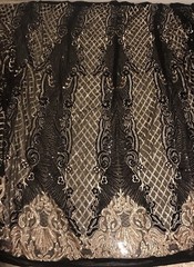 Black Gold Embroidery 4way stretch sequin Lace fabric 50” Width 1 Yard