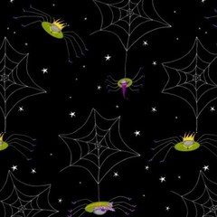 Halloween Fabric – Me & My Ghoul Friends Spider Web Black – Studio E YARD
