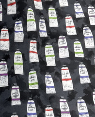 Artist Paint Tubes Black Cotton Felicia Gallo Ink & Arrow Fabrics BT Half Y #14