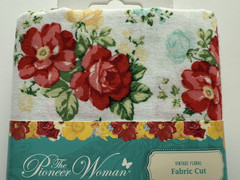 NEW Pioneer Woman Fabric 1 Yard Cut Vintage Floral White 100% Cotton Red Flowers
