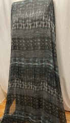 Poly Rayon Fluid Organza Deep Charcoal Teal Abstract Ikat Fabric By The Yard 60″