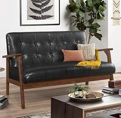 Thick 1 Yard Faux Leather Fabric – Soft Skin Grain PU – 54″ x 36″ – Black