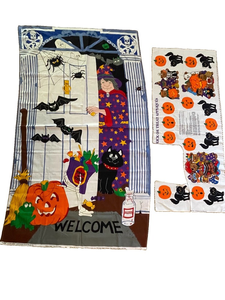 VTG Cranston Halloween Trick or Treat Appliqués & Door Decor Fabric READ