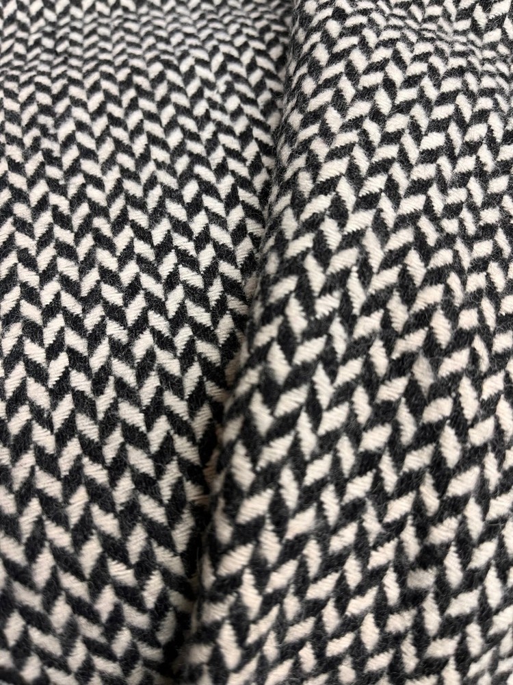 $30 for 2 Yards,Black/white 60%Wool Coating Italian fabric, Small Herringbone #9