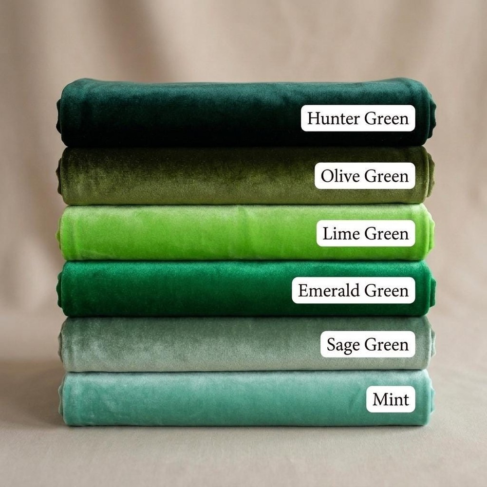Stretch Velvet Fabric Green 4 Way Polyester Spandex Soft Velour 59 Inch