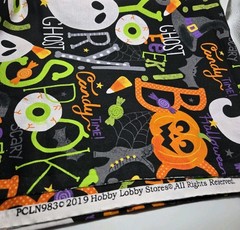 Hobby Lobby Halloween Fabric Black Background Ghosts Witch Shoe Pumpkin 1-7/8yd+